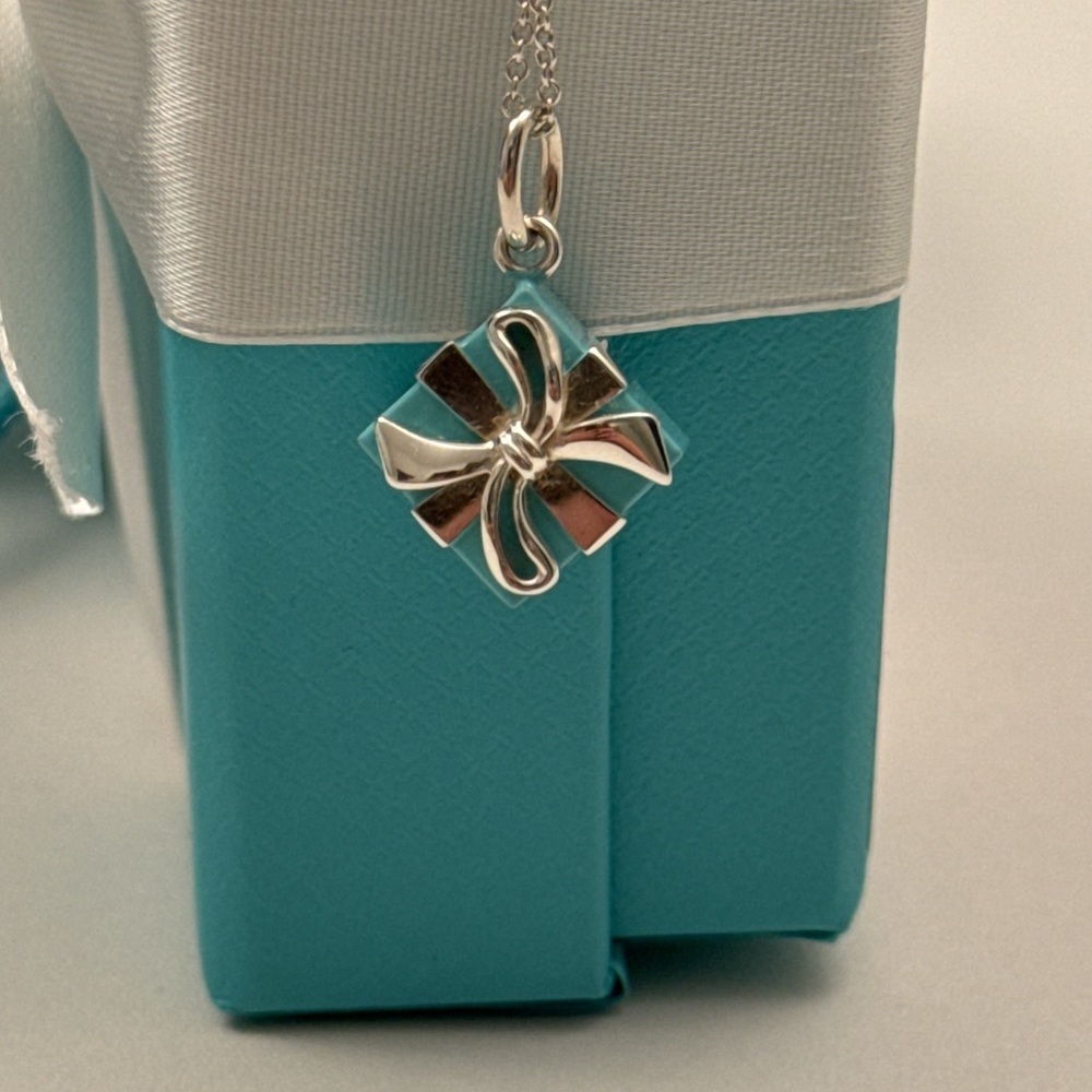 Authentic Tiffany & Co. Tiffany Blue Box Charm in Blue Enamel on an 16” chain